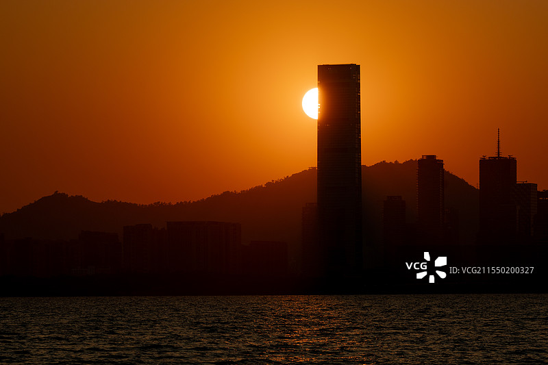 深圳湾落日图片素材