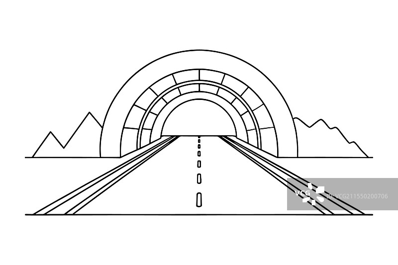 白色背景上的连续线条艺术地下通道道路图片素材