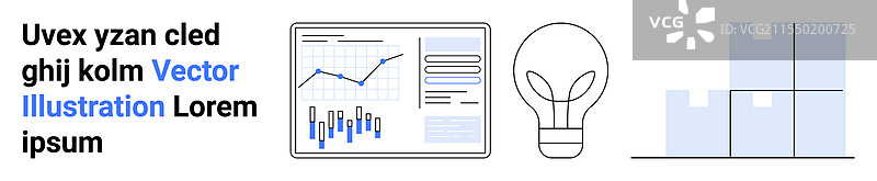 带有灯泡的分析数据仪表板图片素材