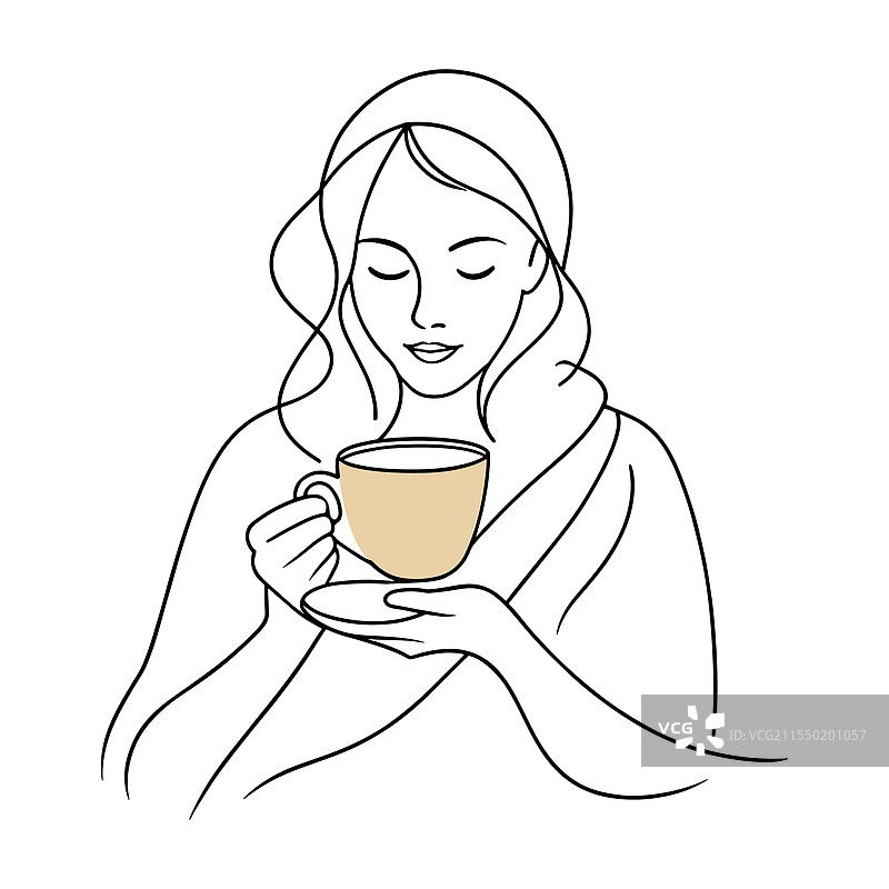 裹着温暖毯子的女人享受温暖时光图片素材