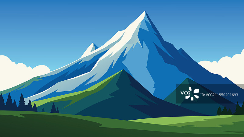 壮丽的山地风景，绿草如茵图片素材