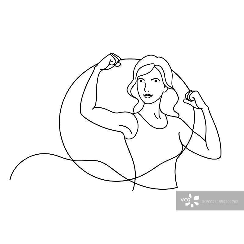 女人自信地将手臂做圆形弯曲动作图片素材