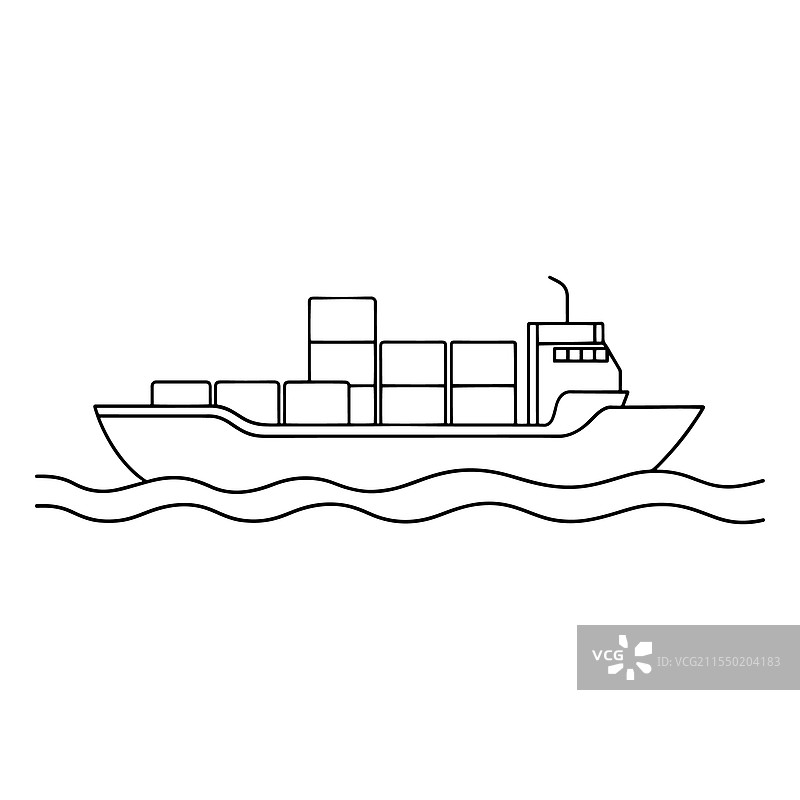 集装箱驳船运输，孤立连续图片素材