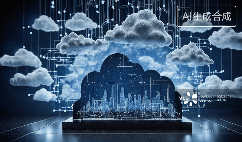 【AI数字艺术】云端城市图片素材