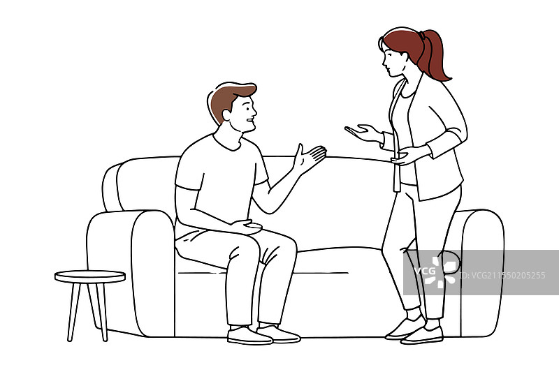 男人和女人在一个地方争论。图片素材