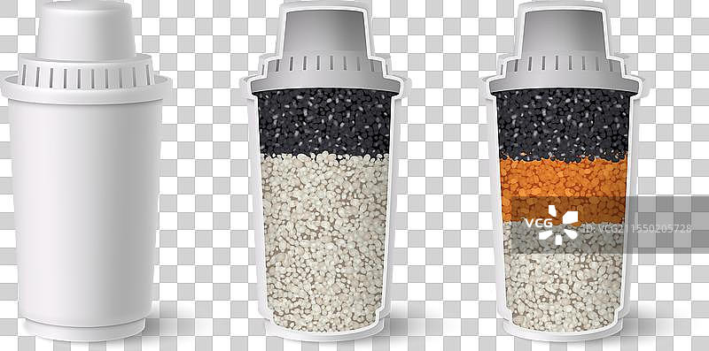 逼真的水过滤器套装图片素材