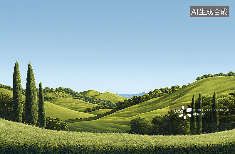 【AI数字艺术】绿色田园风光图片素材