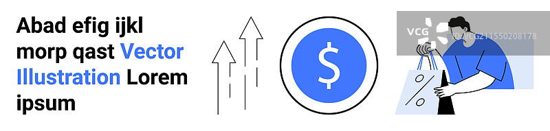 艺术作品展示美元符号与上升的箭头图片素材