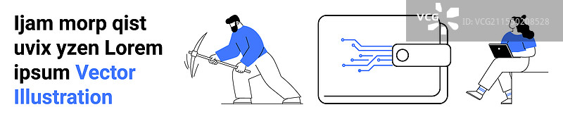 数字钱包和加密货币挖矿图片素材