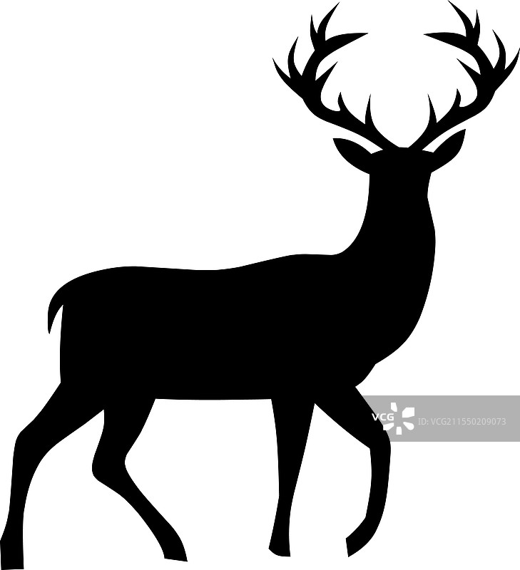 白色背景上的鹿剪影艺术图片素材