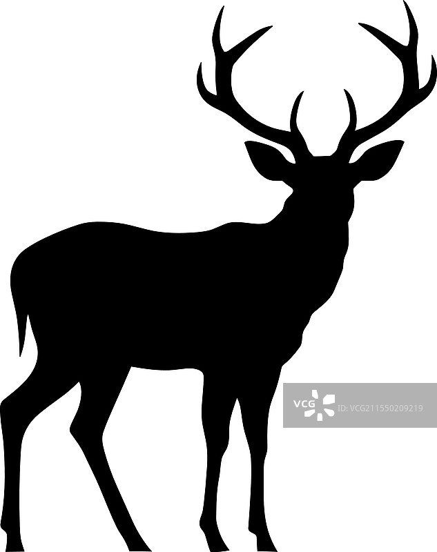 白色背景上的鹿剪影艺术图片素材