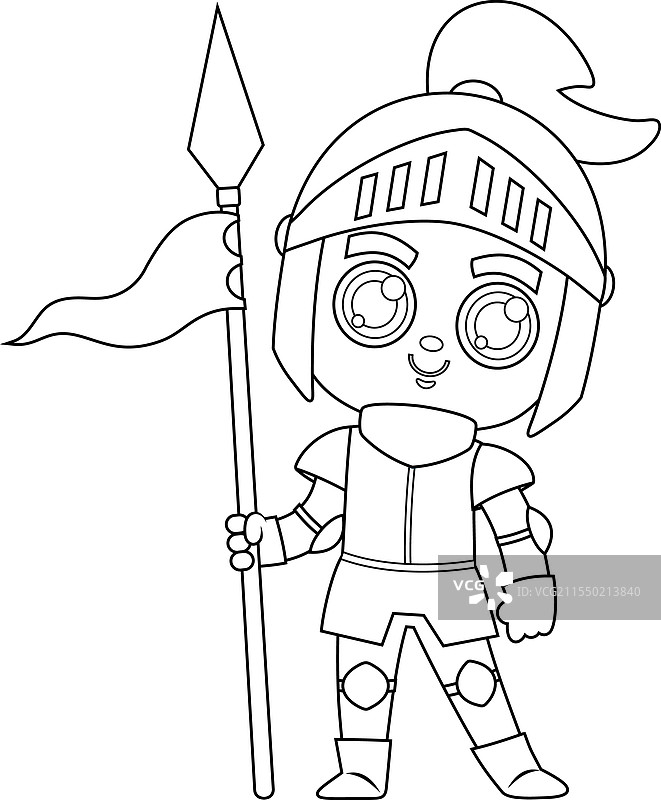 可爱的魔法王子骑士男孩轮廓图图片素材