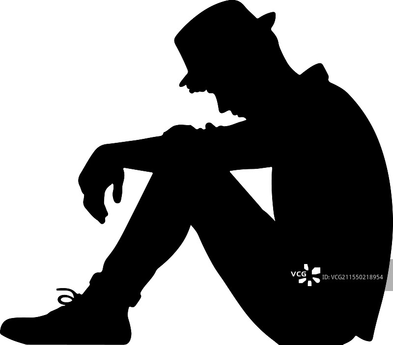 坐着的忧伤千禧一代图片素材