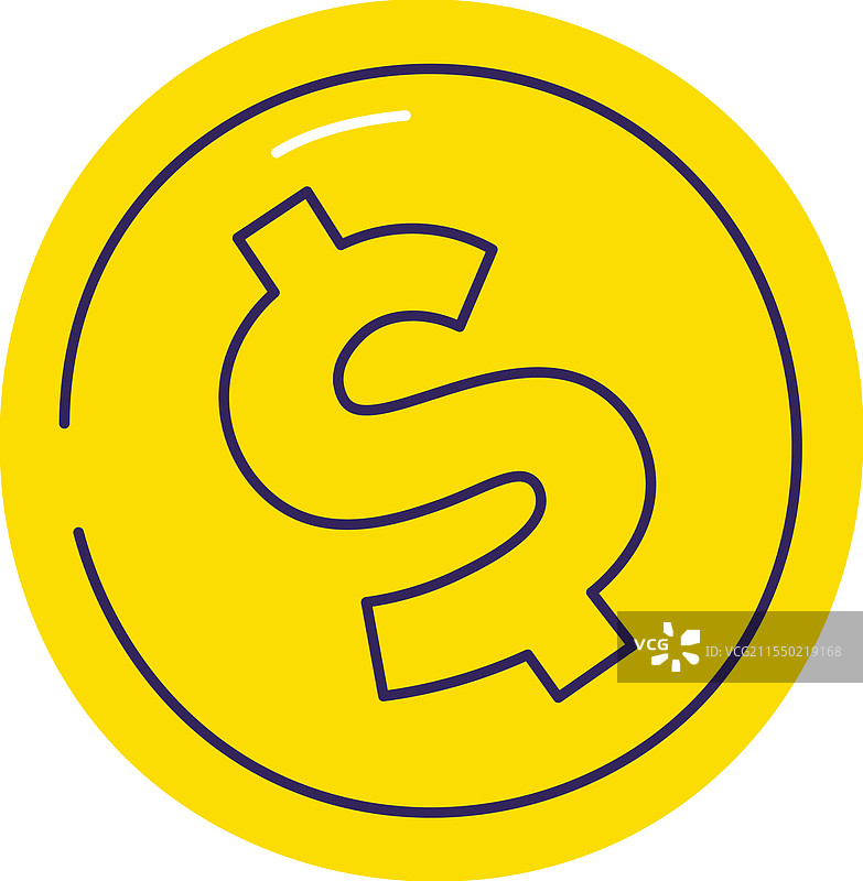 带线条的美元硬币图标图片素材