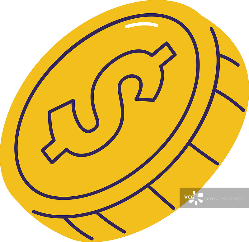 手绘美元硬币图标图片素材