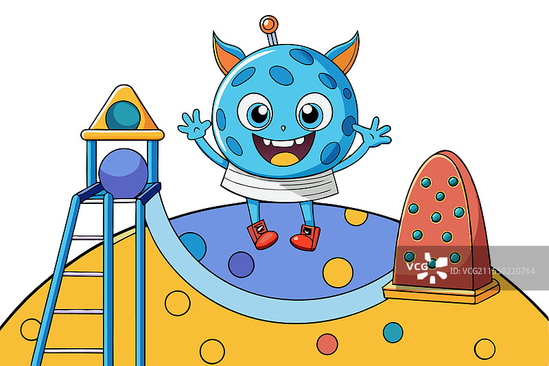 可爱的外星角色正在互动图片素材