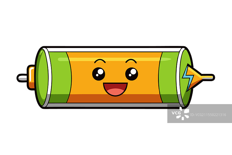 一个充满绿色电量的快乐电池图片素材