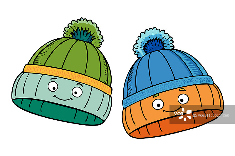 明亮的冬季帽子，带有毛球和动画效果图片素材