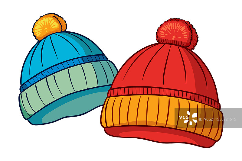 一组色彩鲜艳的针织帽，带有表现力图片素材
