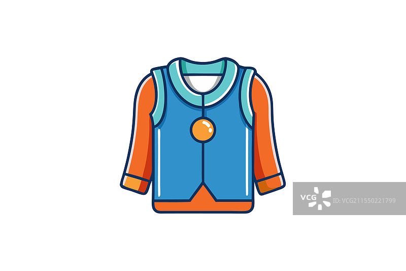 卡通风格的蓝色和橙色夹克图标图片素材