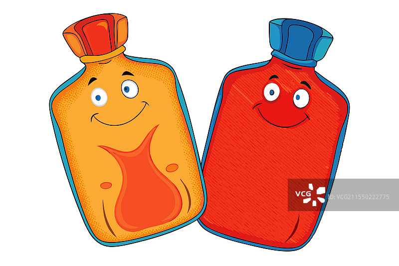 一组色彩丰富的卡通风格热水袋图片素材