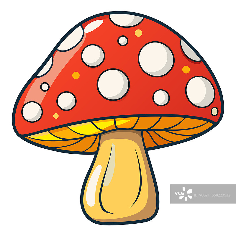 色彩鲜艳的奇幻蘑菇，带有红色斑点的帽子图片素材