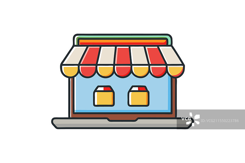 电子商务商店概念的图形展示图片素材