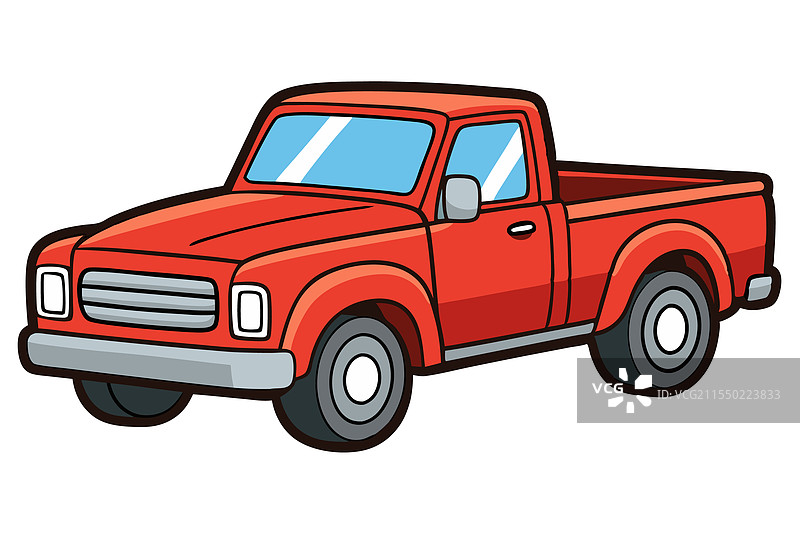白色背景上的红色皮卡车卡通图像图片素材
