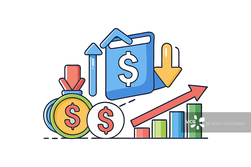 以经济和金融为主题的图形，包含图片素材