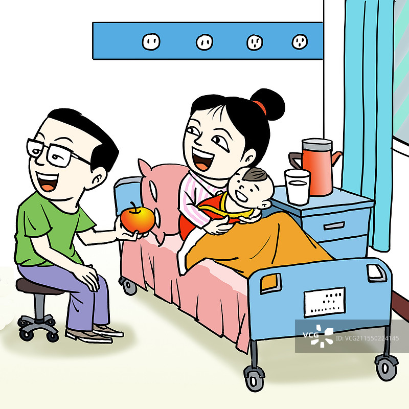丈夫在产房陪护妻子图片素材