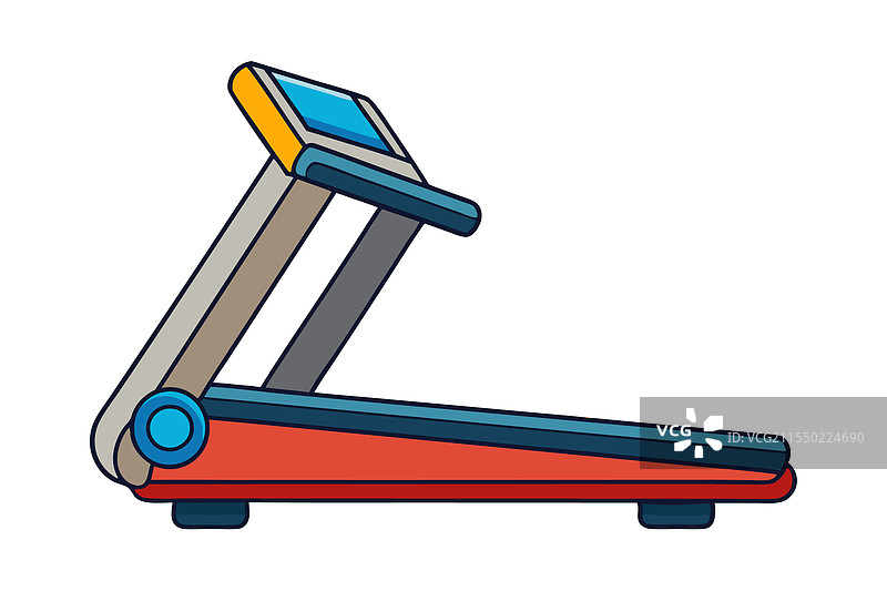 现代跑步机的侧面视图，极简风格图片素材