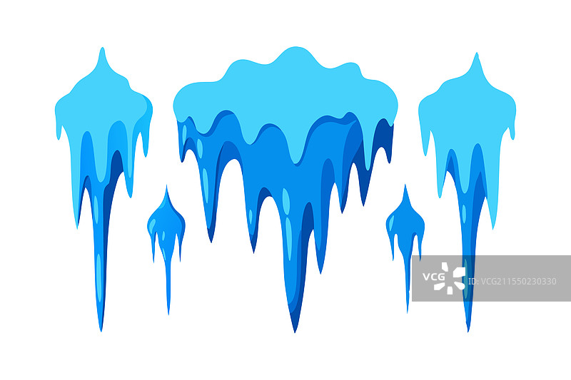 蓝色冰柱刷笔画套装，孤立平面图图片素材