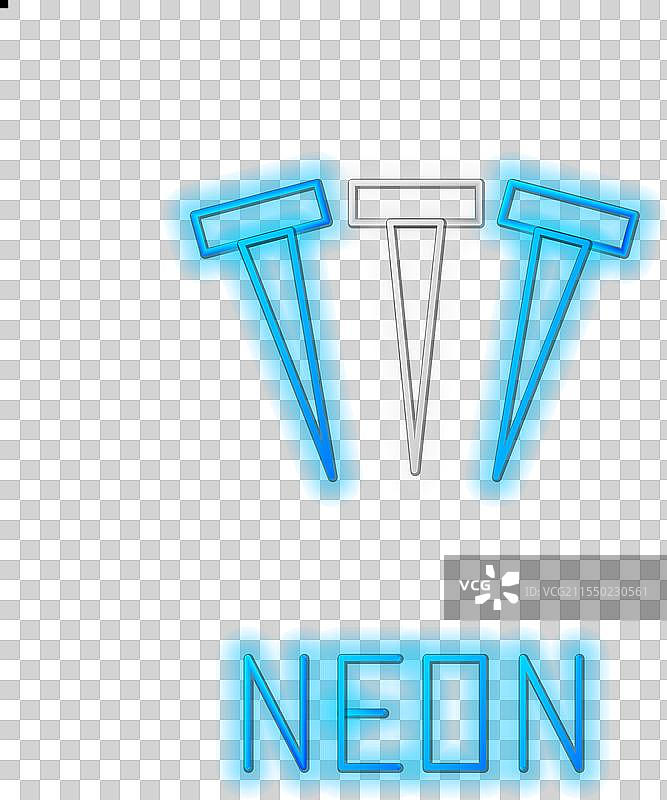 发光的霓虹线金属指甲图标孤立在背景上图片素材