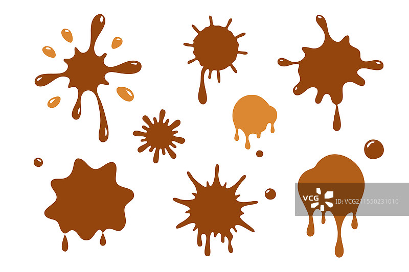 棕色油漆飞溅，独立在白色背景上图片素材