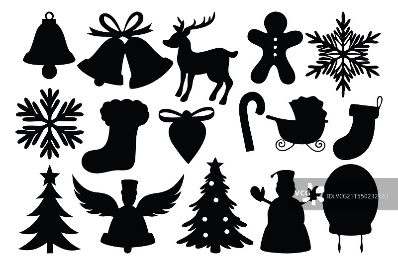 圣诞铃铛、圣诞老人、鹿、天使、胡桃夹子图片素材