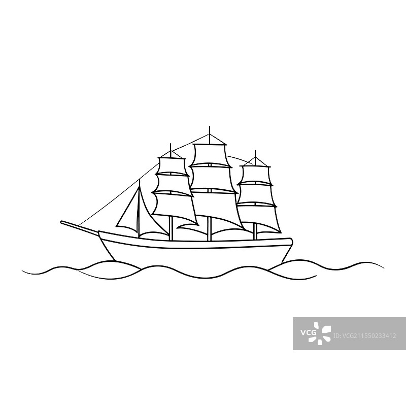 剪刀船水上运输孤立连续图像图片素材