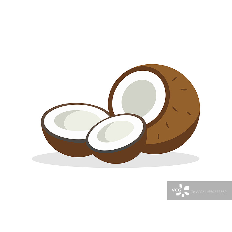 椰子块在白色背景上孤立摆放图片素材
