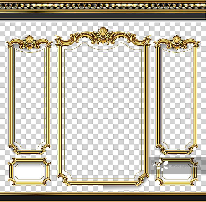 金色面板巴洛克风格橱柜墙图片素材