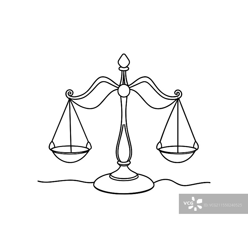 法院法律天平连续线条艺术平面图图片素材