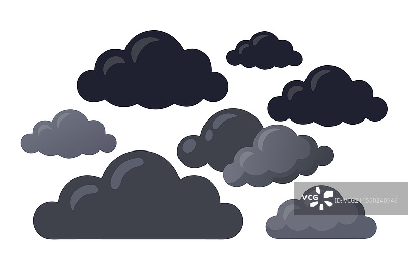 孤立的黑云平铺在白色背景上图片素材