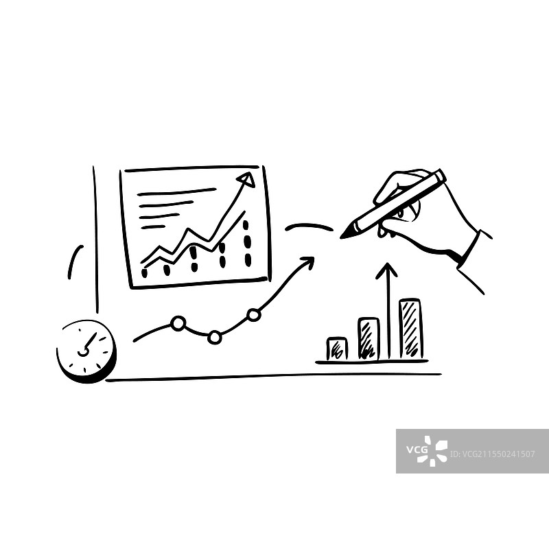 经济增长和数据趋势手绘涂鸦图片素材