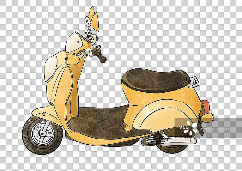 电动车助力车交通出行工具手绘插画元素图片素材