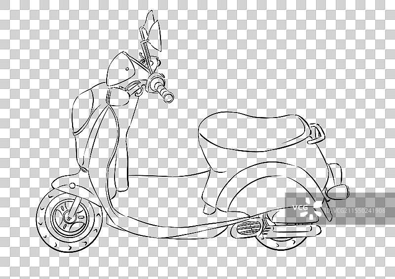 电动车助力车交通出行工具手绘插画元素线稿图片素材