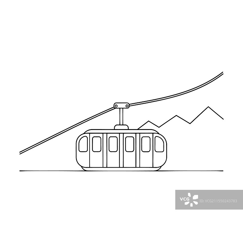 缆车与其他交通工具的孤立图像图片素材