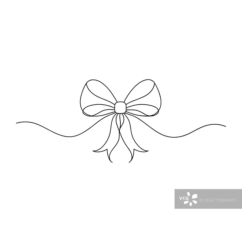 手绘礼品丝带蝴蝶结连续线条艺术图片素材
