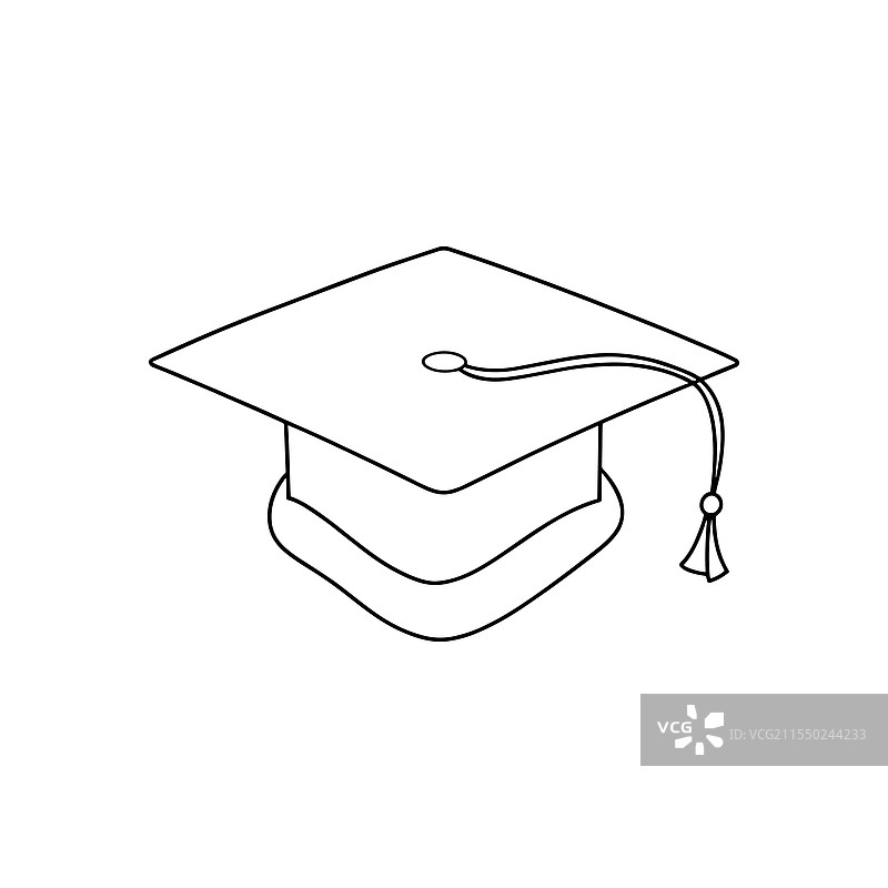 白色背景上的毕业帽连续线条艺术图图片素材