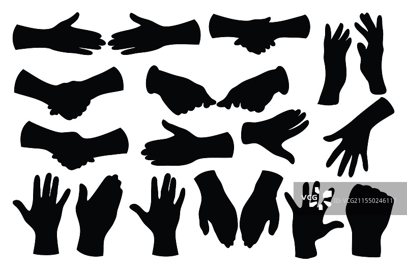 握手与各种手势轮廓图片素材