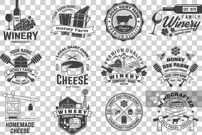 葡萄酒公司、奶酪、家庭、蜂蜜、养蜂场的组合图片素材