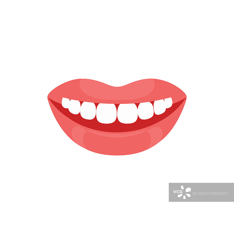 理想的人类白牙齿，独立于白色背景上图片素材
