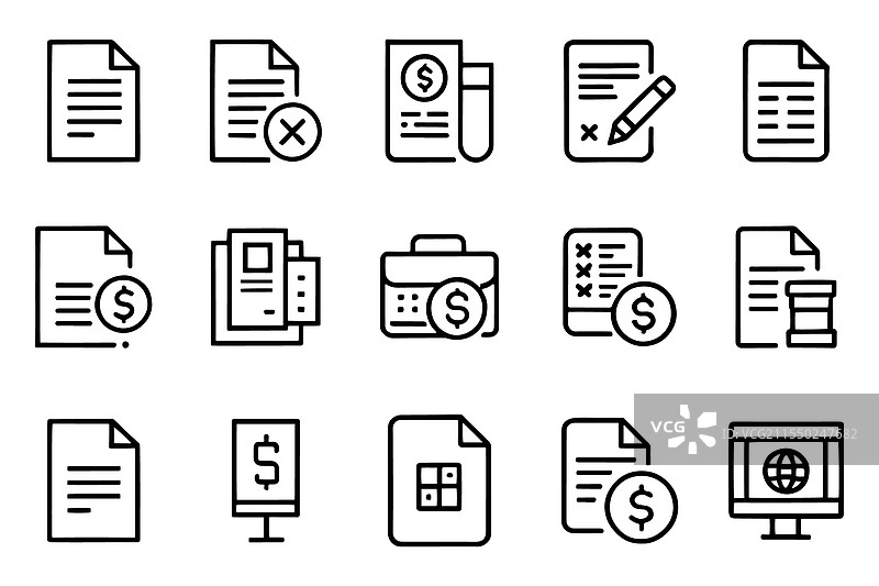 可编辑的发票、账单、收据和税务概念相关内容图片素材
